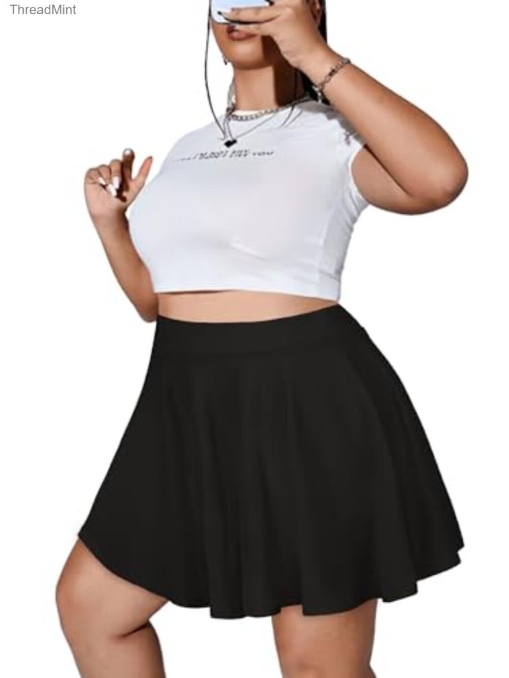 Plus Size High Waisted Pleated Skirt for Women Flowy Summer Short Skirt